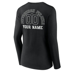 Pittsburgh Pirates Women's Monochrome Personalized Name & Number Long Sleeve V-Neck T-Shirt Online