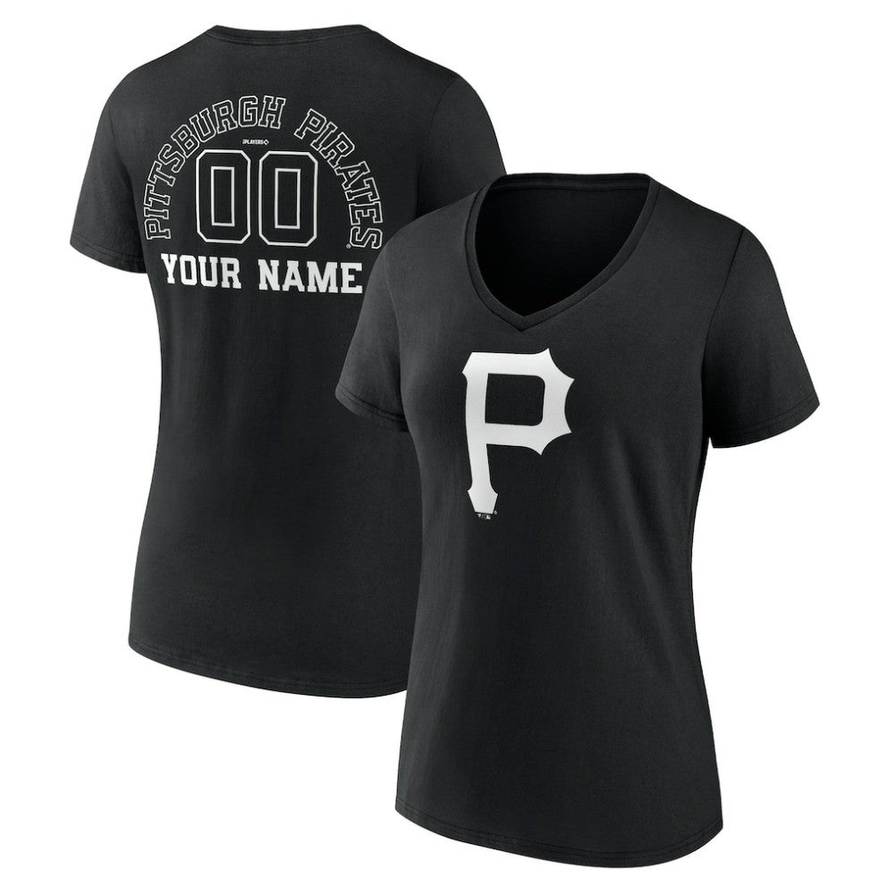 Pittsburgh Pirates Women's Monochrome Personalized Name & Number V-Neck T-Shirt for sale
