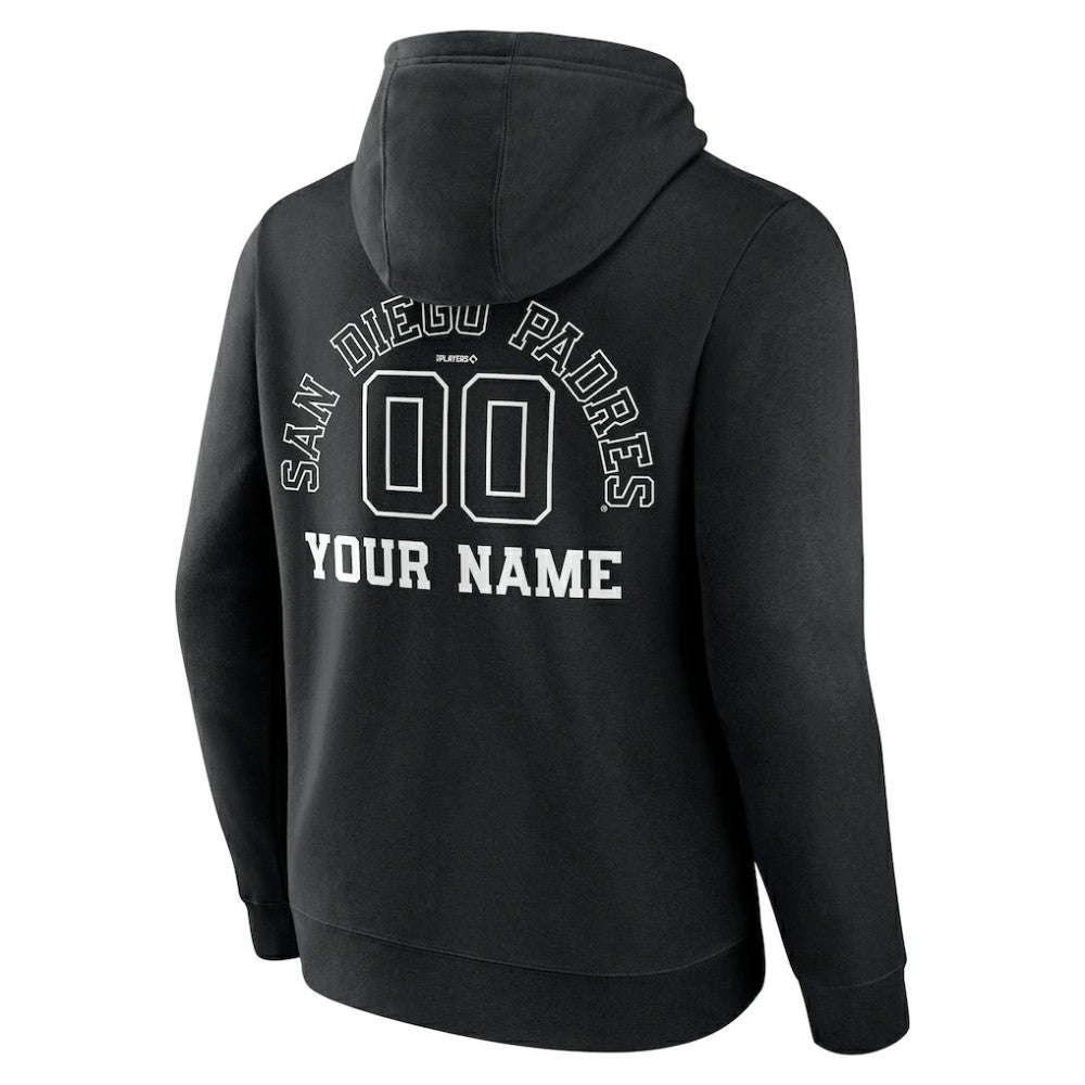 San Diego Padres Monochrome Personalized Name & Number Pullover Hoodie Lifestyle