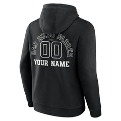 San Diego Padres Monochrome Personalized Name & Number Pullover Hoodie Lifestyle
