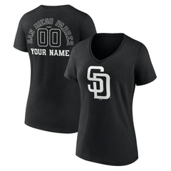 San Diego Padres Women's Monochrome Personalized Name & Number V-Neck T-Shirt On Sale