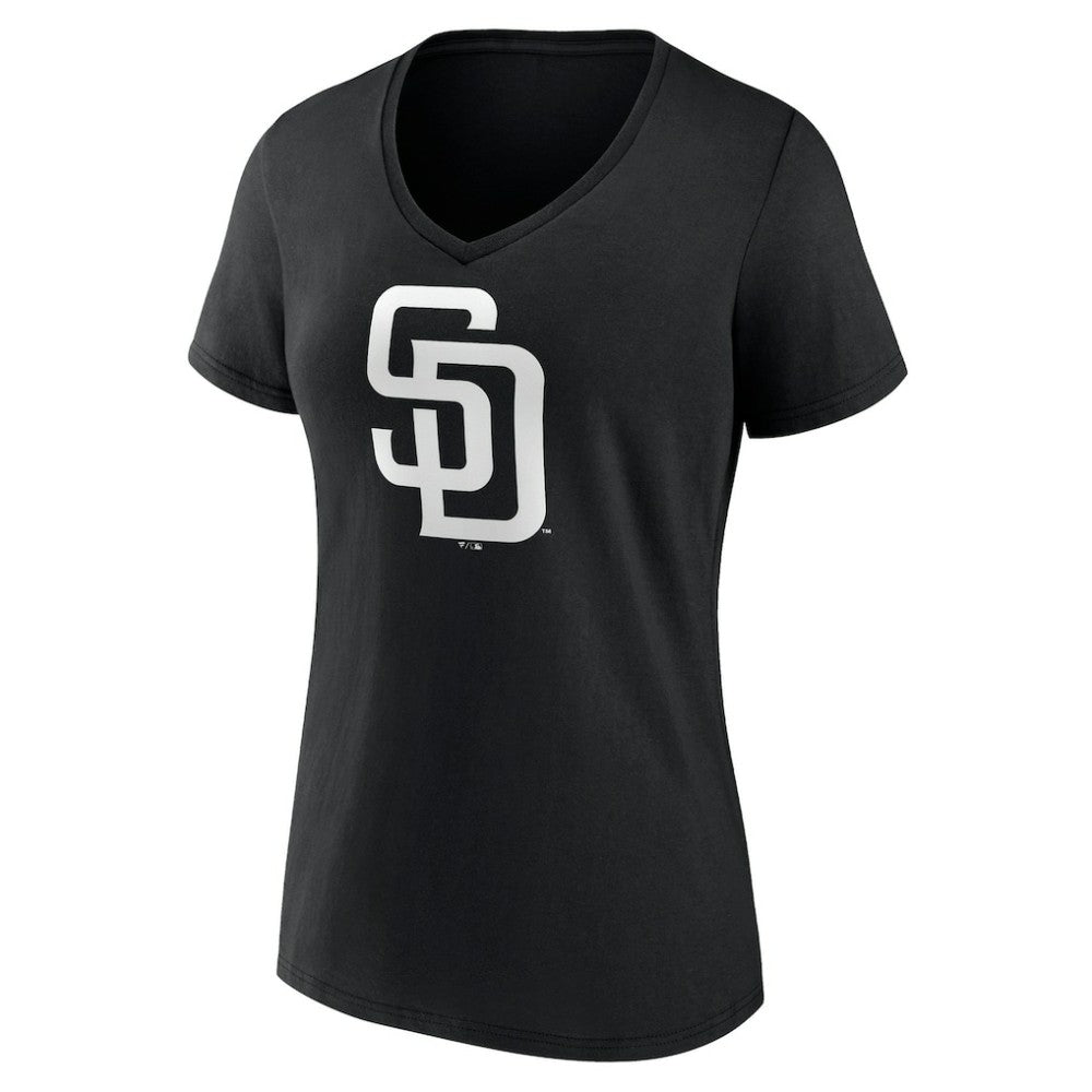 San Diego Padres Women's Monochrome Personalized Name & Number V-Neck T-Shirt On Sale