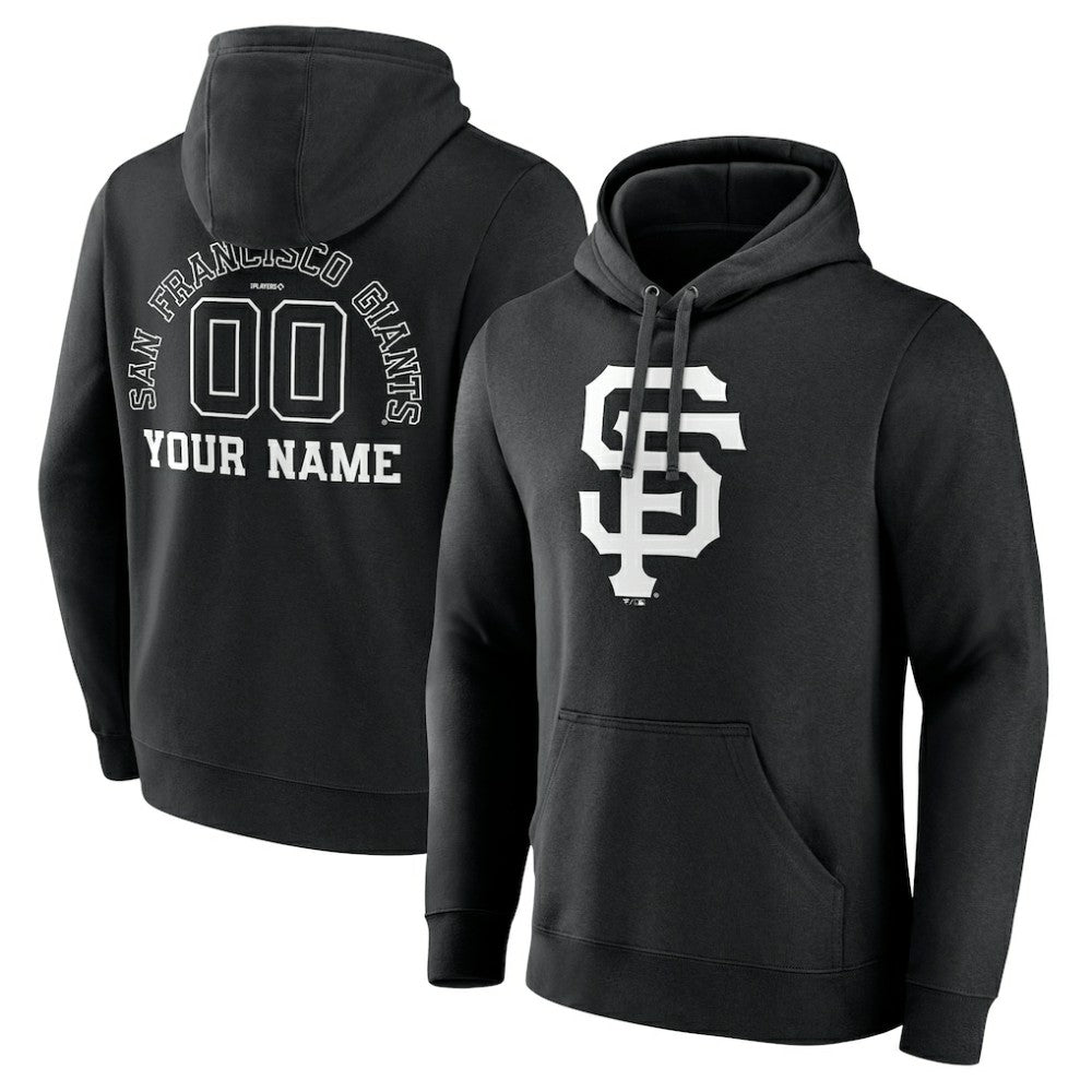 San Francisco Giants Monochrome Personalized Name & Number Pullover Hoodie Lifestyle