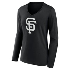San Francisco Giants Women's Monochrome Personalized Name & Number Long Sleeve V-Neck T-Shirt Sale