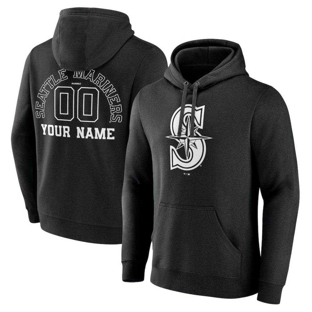 Seattle Mariners Monochrome Personalized Name & Number Pullover Hoodie Online