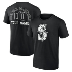 Seattle Mariners Monochrome Personalized Name & Number T-Shirt for sale