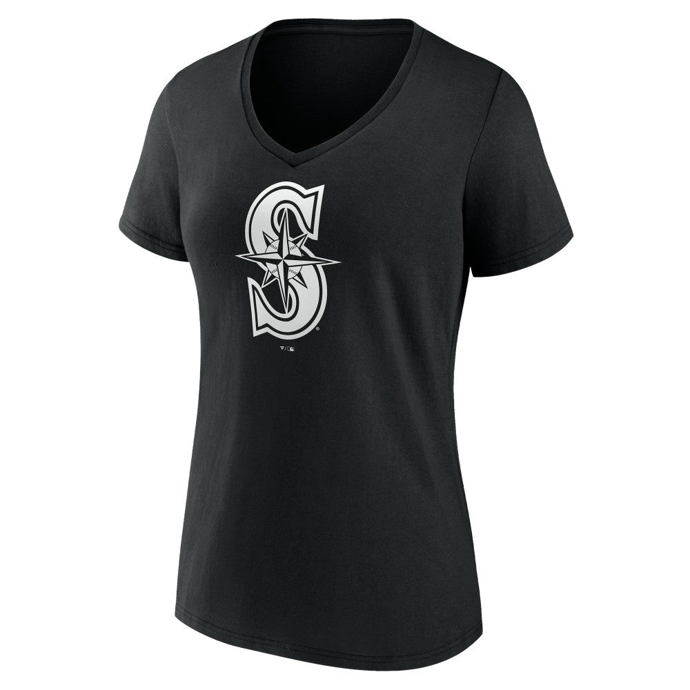 Seattle Mariners Women's Monochrome Personalized Name & Number V-Neck T-Shirt for sale