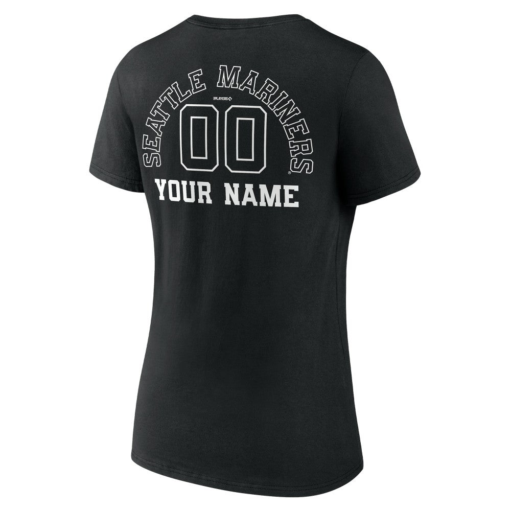 Seattle Mariners Women's Monochrome Personalized Name & Number V-Neck T-Shirt for sale
