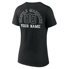 Seattle Mariners Women's Monochrome Personalized Name & Number V-Neck T-Shirt for sale