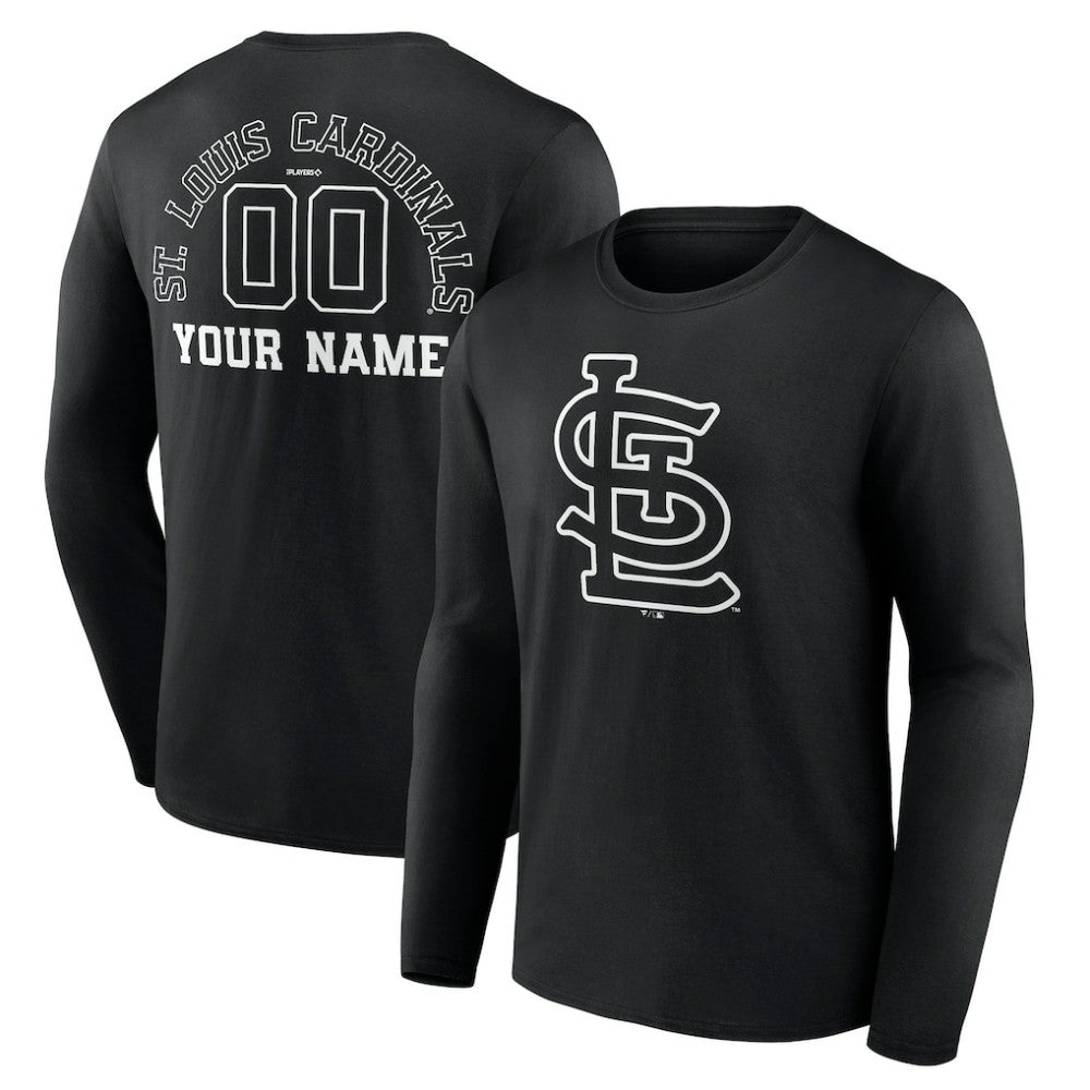 St. Louis Cardinals Monochrome Personalized Name & Number Long Sleeve T-Shirt Near Me