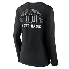 St. Louis Cardinals Women's Monochrome Personalized Name & Number Long Sleeve V-Neck T-Shirt Clearance