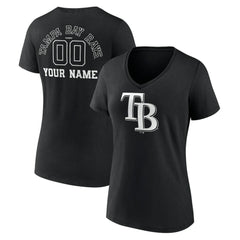 Tampa Bay Rays Women's Monochrome Personalized Name & Number V-Neck T-Shirt for sale