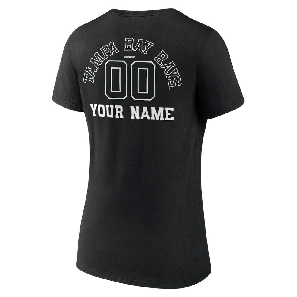 Tampa Bay Rays Women's Monochrome Personalized Name & Number V-Neck T-Shirt for sale