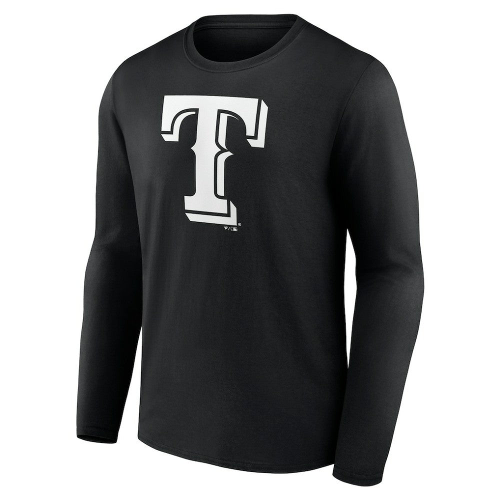 Texas Rangers Monochrome Personalized Name & Number Long Sleeve T-Shirt Sale