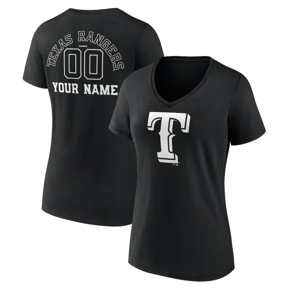 Texas Rangers Women's Monochrome Personalized Name & Number V-Neck T-Shirt Near Me