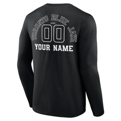 Toronto Blue Jays Monochrome Personalized Name & Number Long Sleeve T-Shirt On Sale