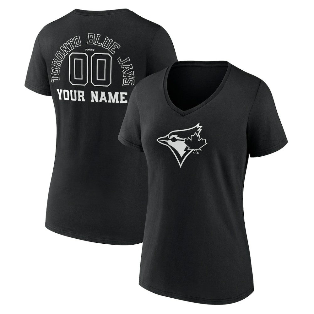 Toronto Blue Jays Women's Monochrome Personalized Name & Number V-Neck T-Shirt for sale