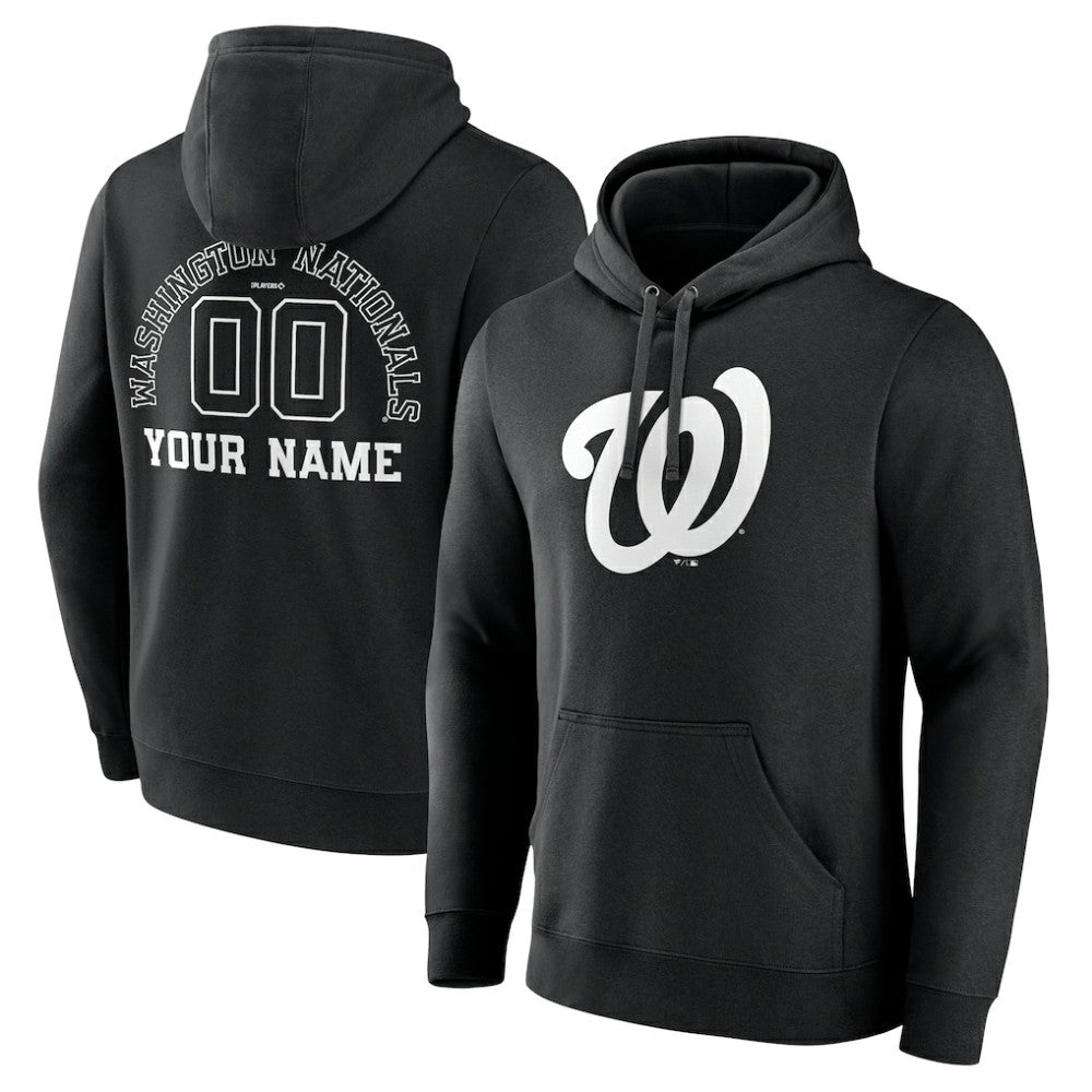 Washington Nationals Monochrome Personalized Name & Number Pullover Hoodie Clearance