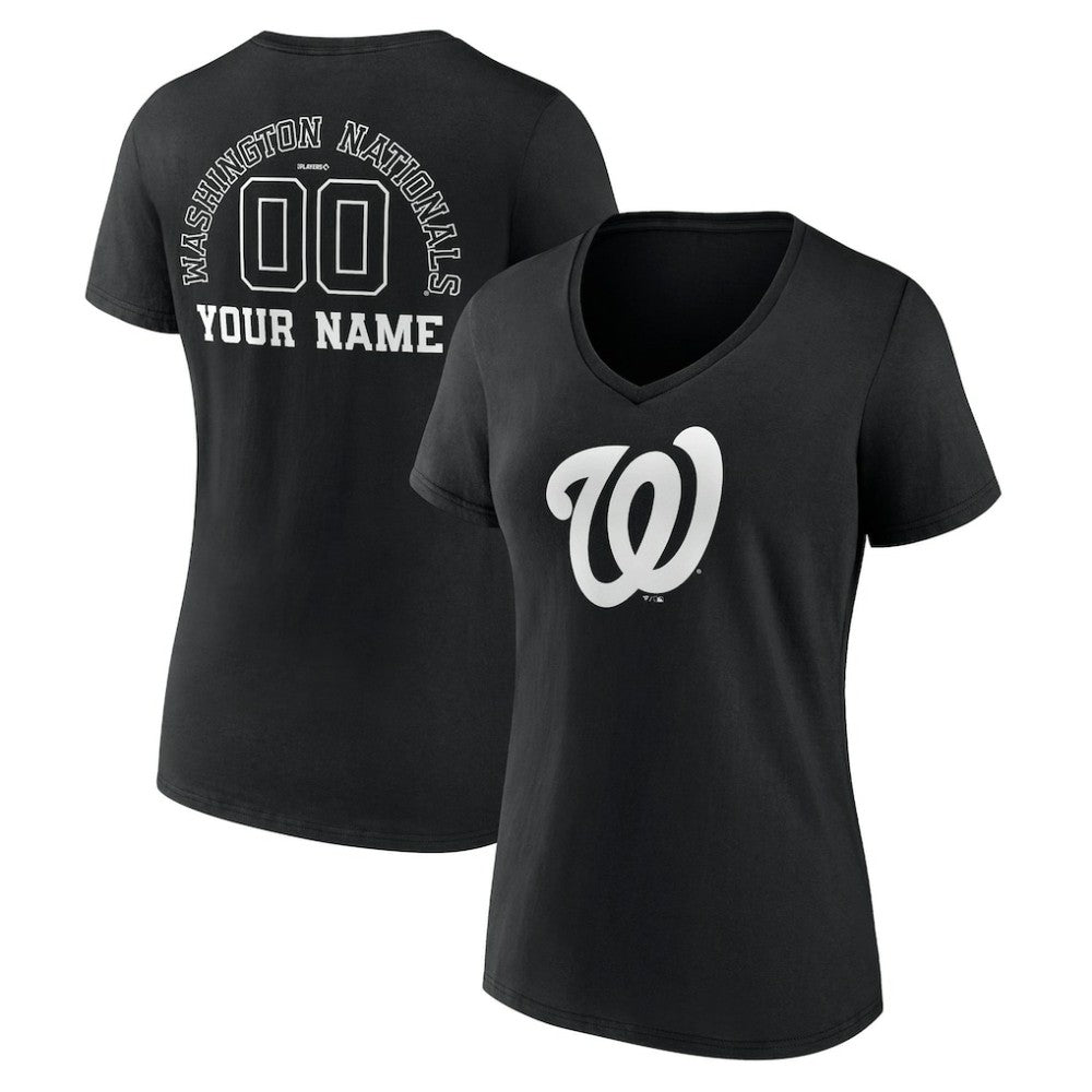 Washington Nationals Women's Monochrome Personalized Name & Number V-Neck T-Shirt Near Me