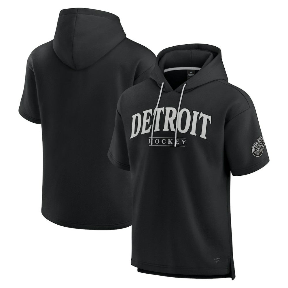 Detroit Red Wings - Fanatics Elements Ready Short Sleeve Pullover Hoodie Black