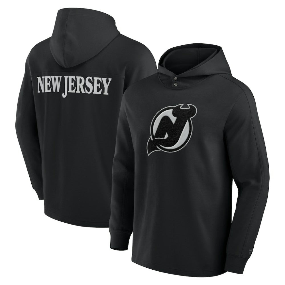New Jersey Devils - Fanatics Elements Blaze Tri-Blend Long Sleeve Hoodie T-Shirt Black