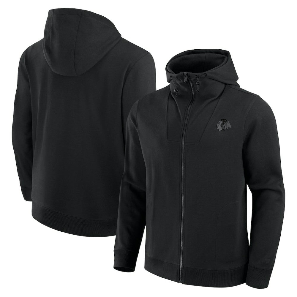 Chicago Blackhawks Fanatics Elements Tonal Primary Tri-Blend Full-Zip Hoodie Black