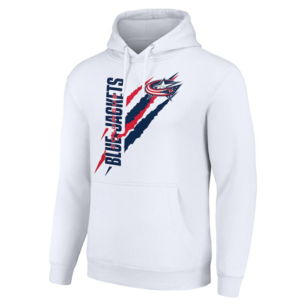Columbus Blue Jackets - Starter Color Scratch Fleece Pullover Hoodie White