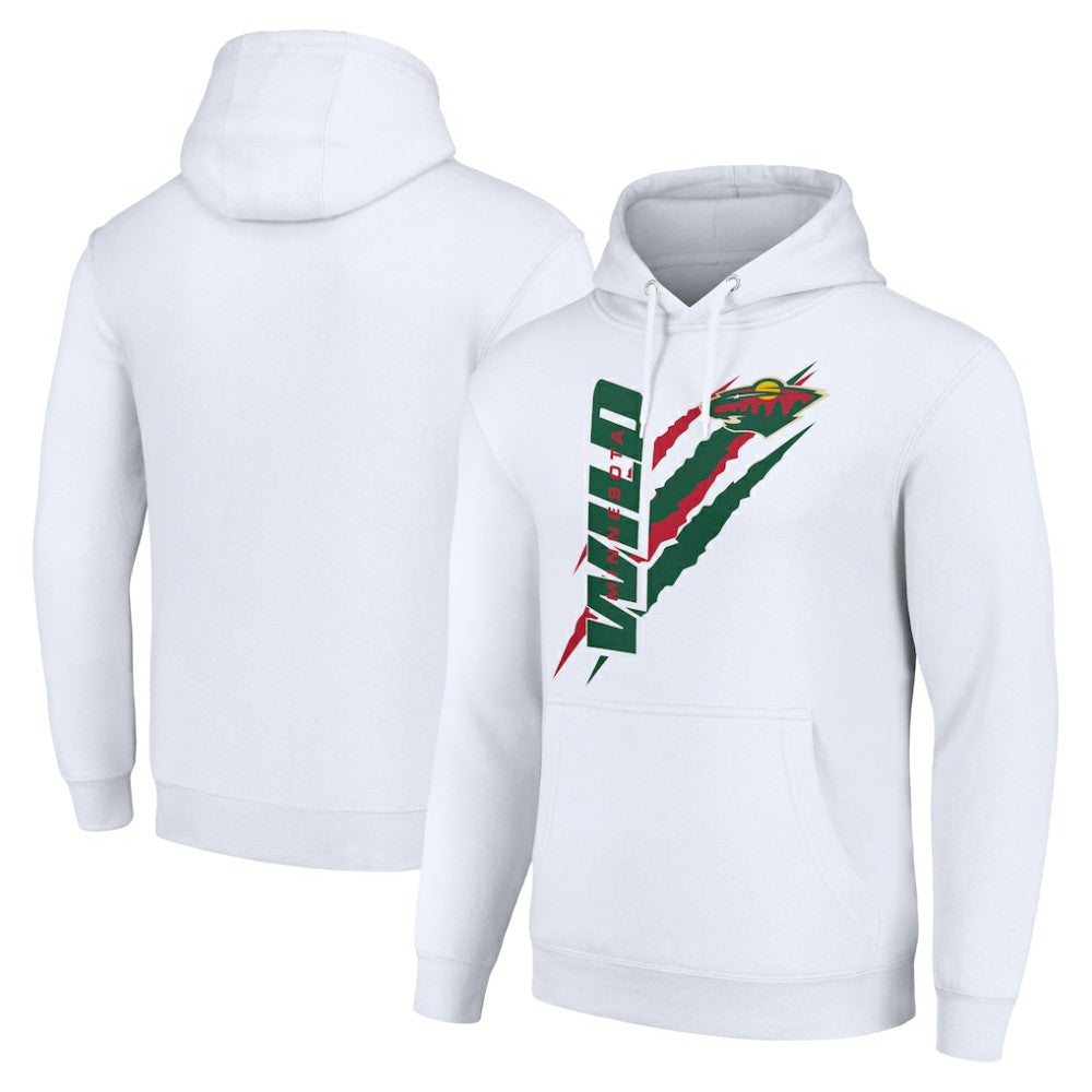 Minnesota Wild - Starter Color Scratch Fleece Pullover Hoodie White