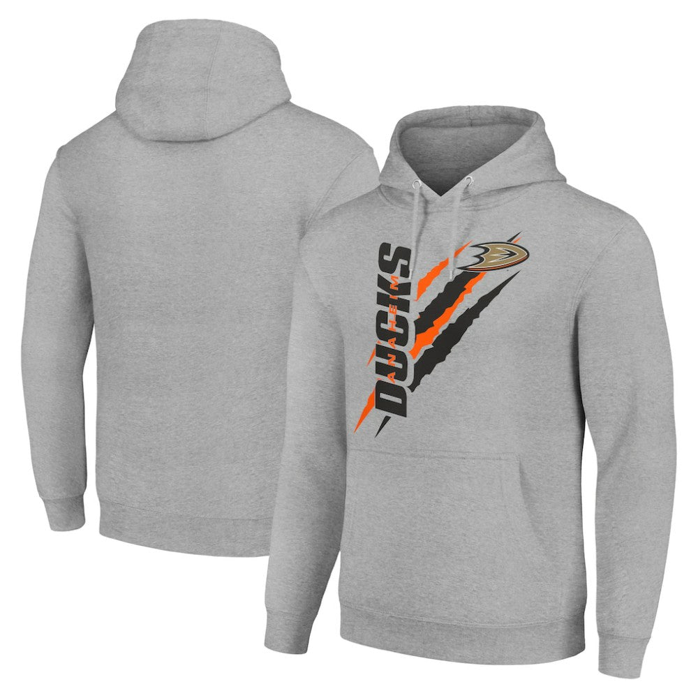 Anaheim Ducks - Starter Color Scratch Fleece Pullover Hoodie Heather Gray