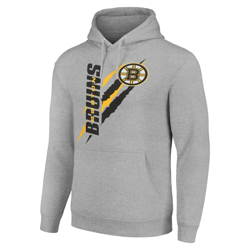 Boston Bruins Starter Color Scratch Fleece Pullover Hoodie Heather Gray