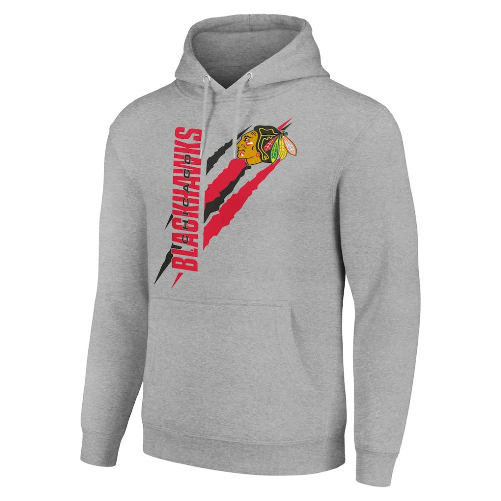 Chicago Blackhawks Starter Color Scratch Fleece Pullover Hoodie Heather Gray