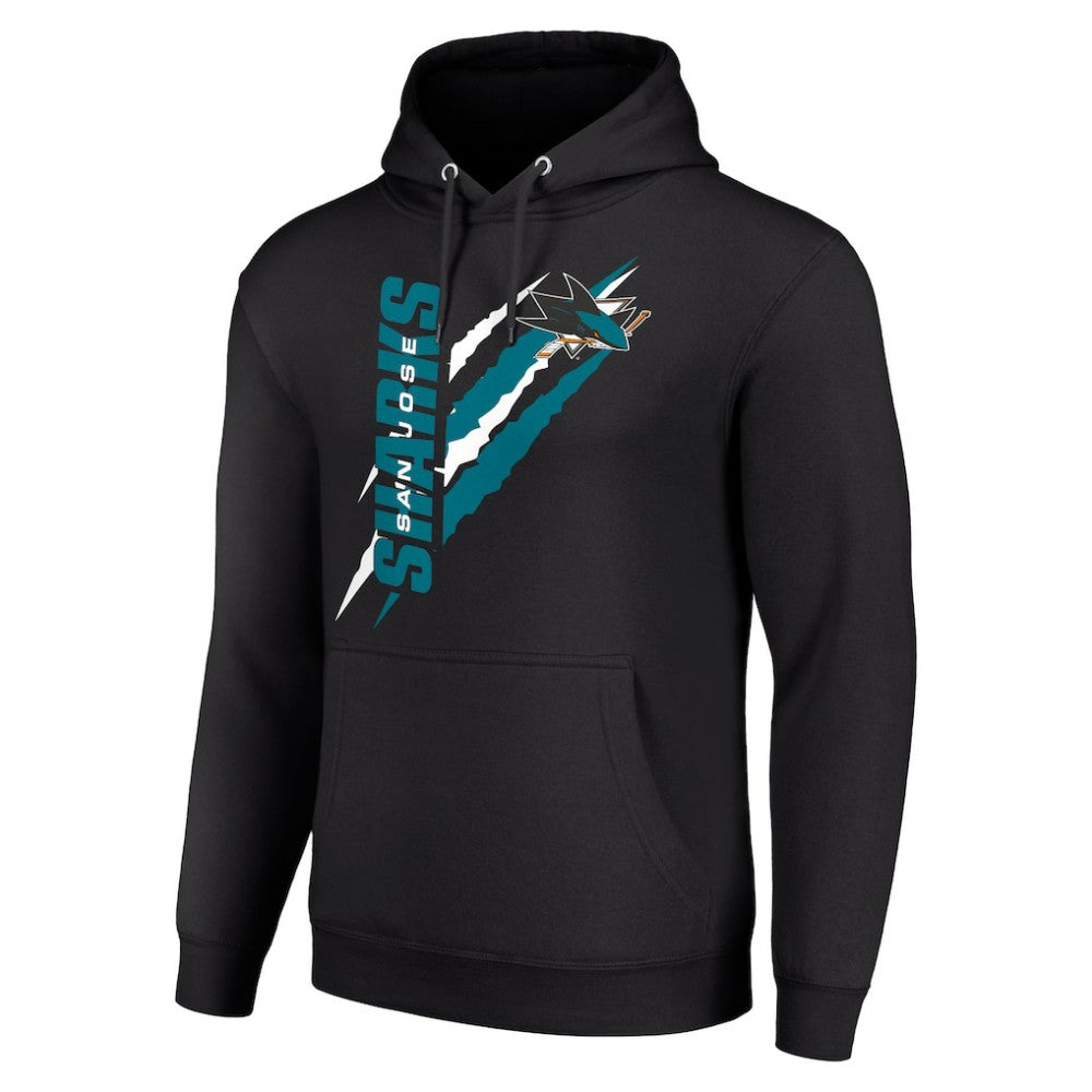 San Jose Sharks - Starter Color Scratch Fleece Pullover Hoodie Black