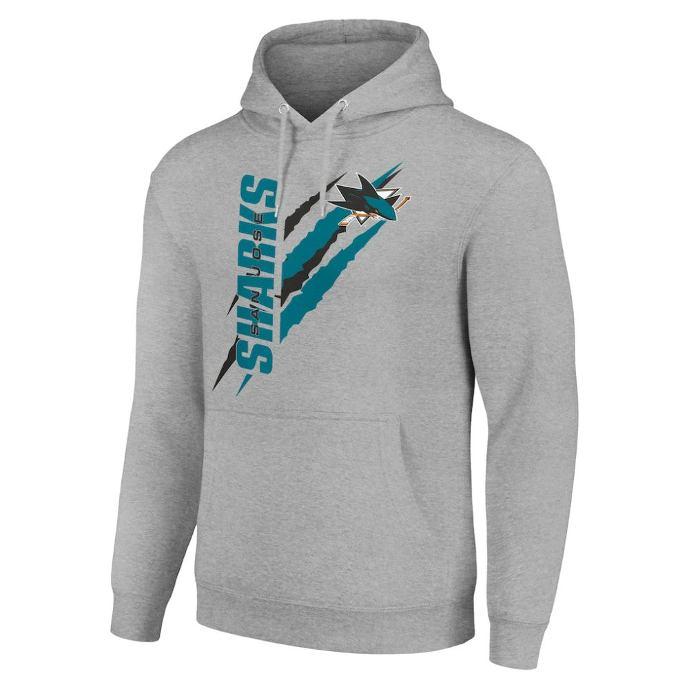 San Jose Sharks - Starter Color Scratch Fleece Pullover Hoodie Heather Gray