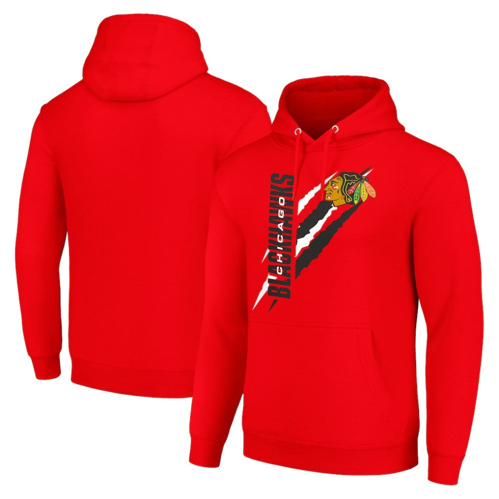 Chicago Blackhawks Starter Color Scratch Fleece Pullover Hoodie Red