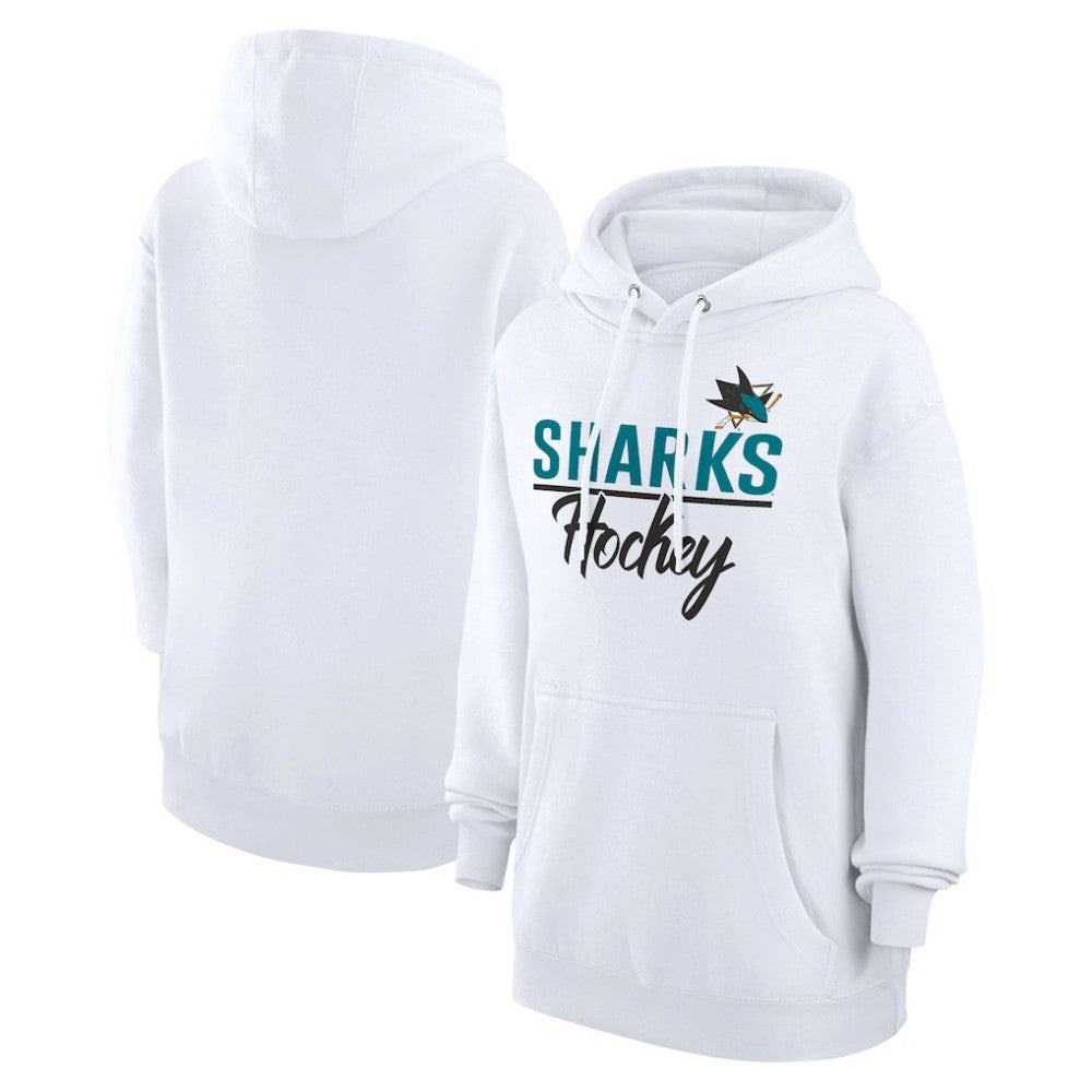 San Jose Sharks - G-III 4Her by Carl Banks Women's Team Fleece Pullover Hoodie White