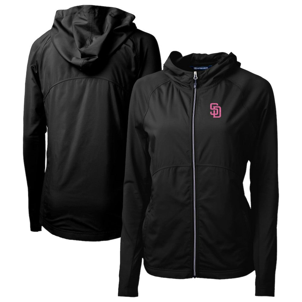 San Diego Padres Cutter & Buck Women's City Connect Adapt Eco Knit Hybrid Recycled Full-Zip Hoodie On Sale