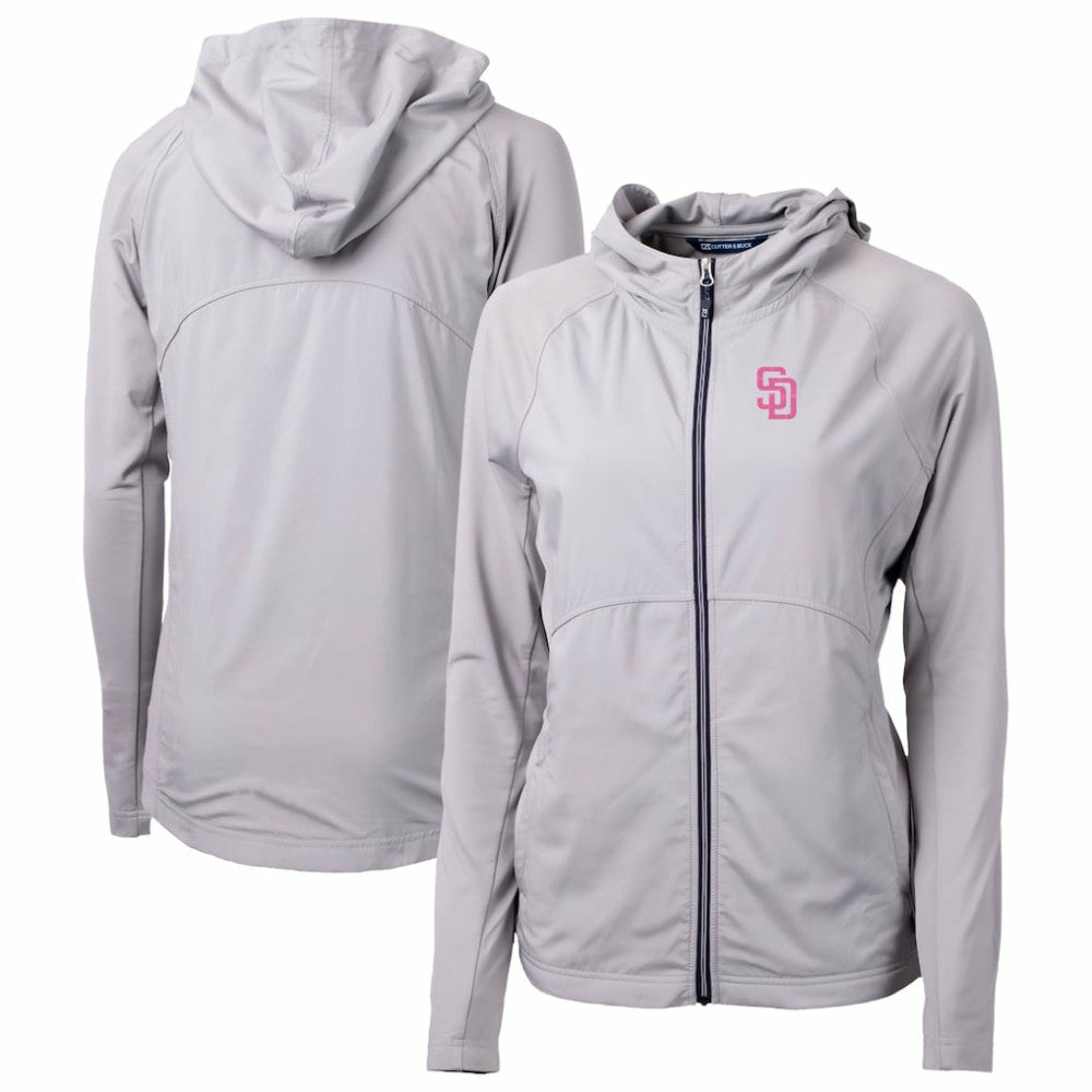 San Diego Padres Cutter & Buck Women's City Connect Adapt Eco Knit Hybrid Recycled Full-Zip Hoodie Clearance