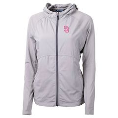 San Diego Padres Cutter & Buck Women's City Connect Adapt Eco Knit Hybrid Recycled Full-Zip Hoodie Clearance