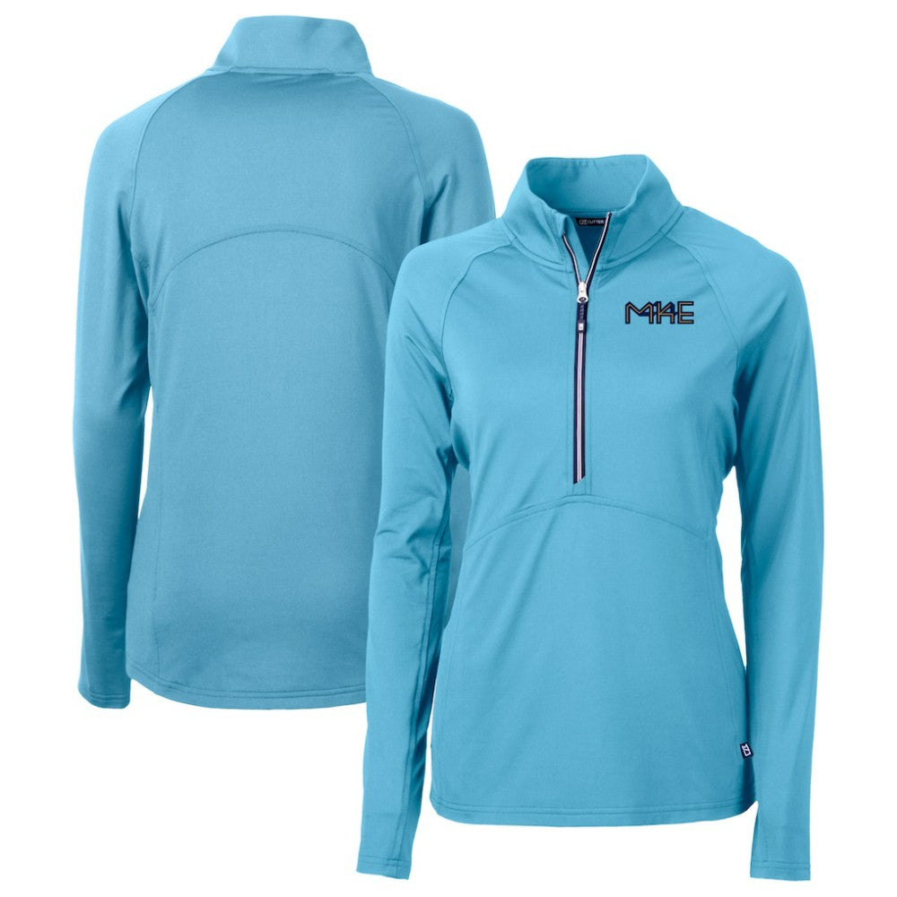 Milwaukee Brewers Cutter & Buck Women's City Connect Adapt Eco Knit Recycled Half-Zip Pullover Top Clearance