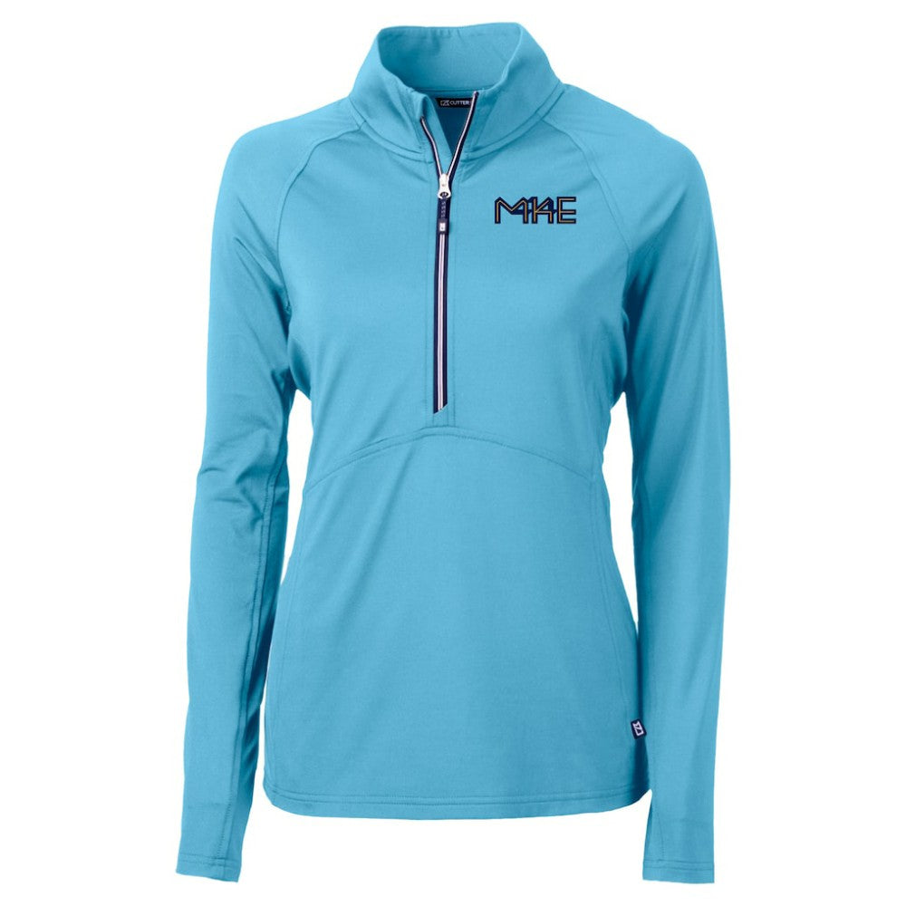 Milwaukee Brewers Cutter & Buck Women's City Connect Adapt Eco Knit Recycled Half-Zip Pullover Top Clearance