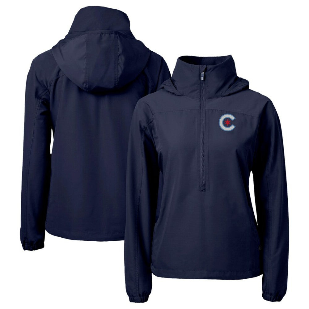 Chicago Cubs Cutter & Buck Women's City Connect Charter Eco Recycled Half-Zip Anorak Jacket On Sale