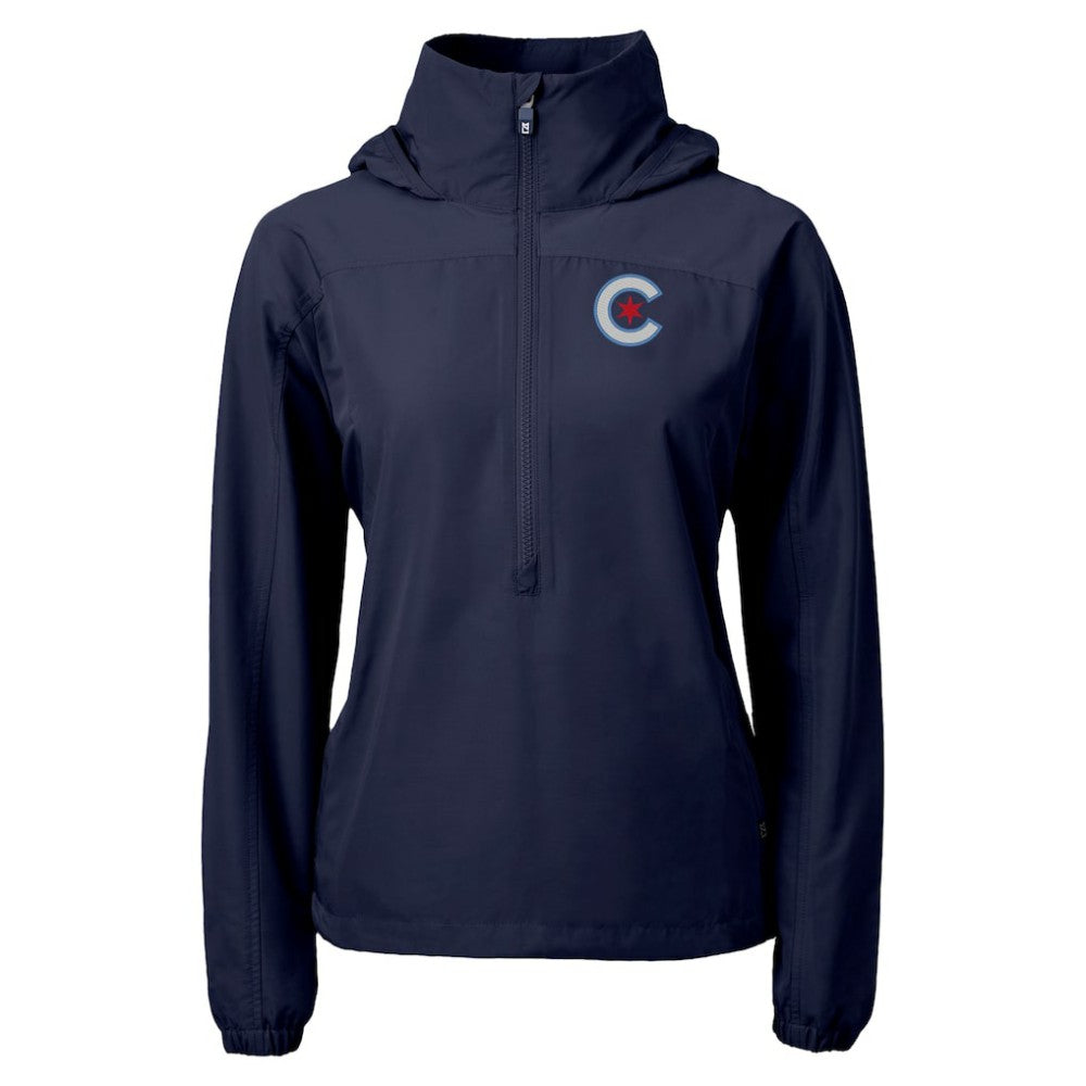 Chicago Cubs Cutter & Buck Women's City Connect Charter Eco Recycled Half-Zip Anorak Jacket On Sale