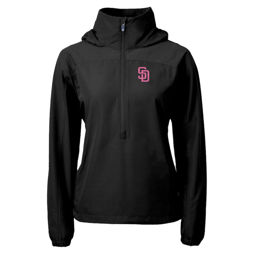 San Diego Padres Cutter & Buck Women's City Connect Charter Eco Recycled Half-Zip Anorak Jacket for sale