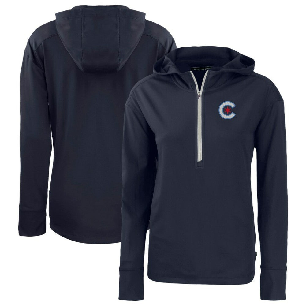 Chicago Cubs Cutter & Buck Women's City Connect Daybreak Eco Recycled Half-Zip Hoodie discount