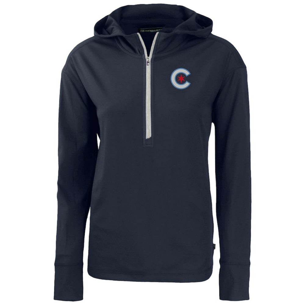 Chicago Cubs Cutter & Buck Women's City Connect Daybreak Eco Recycled Half-Zip Hoodie discount