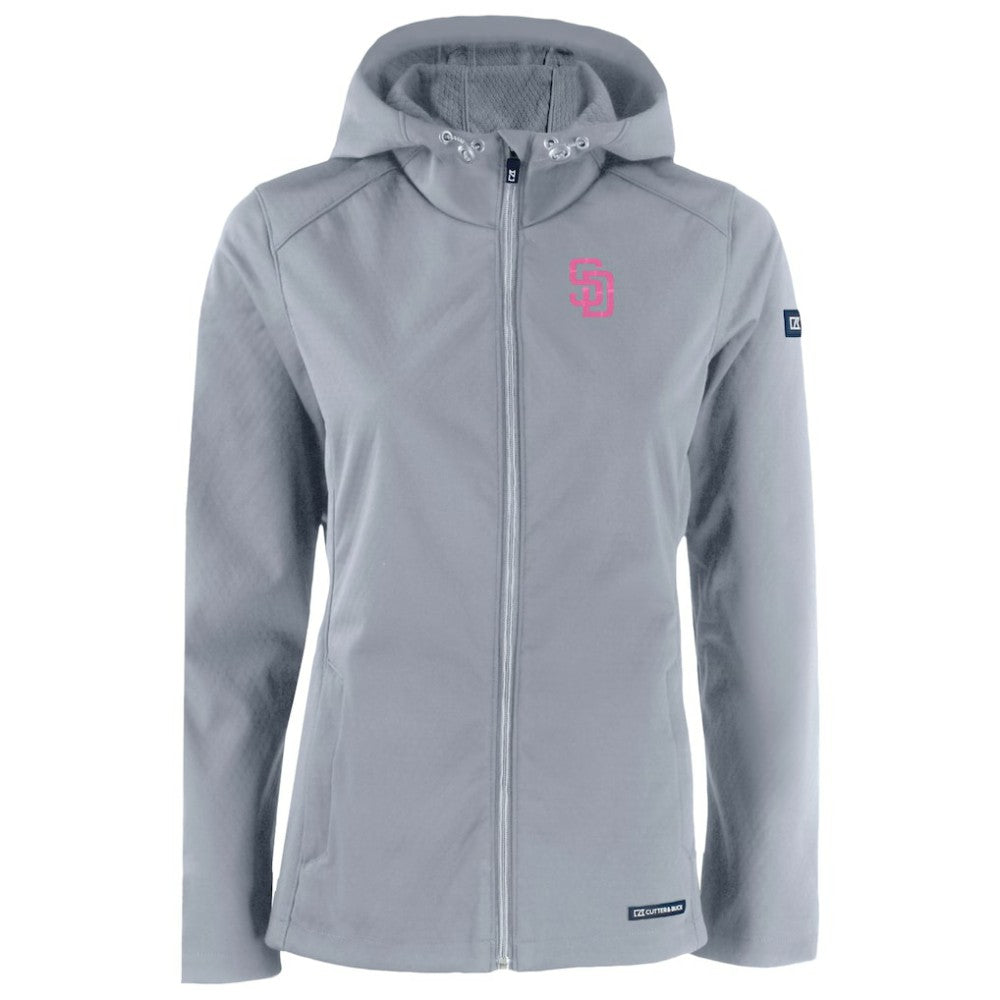San Diego Padres Cutter & Buck Women's City Connect Evoke Eco Softshell Recycled Full-Zip Hoodie Jacket Near Me