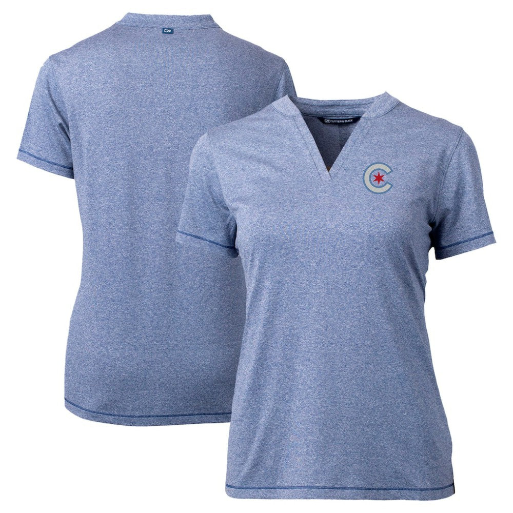 Chicago Cubs Cutter & Buck Women's City Connect Forge Heathered Stretch Blade Top for sale