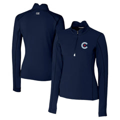 Chicago Cubs Cutter & Buck Women's City Connect Traverse Stretch Quarter-Zip Pullover Top Clearance