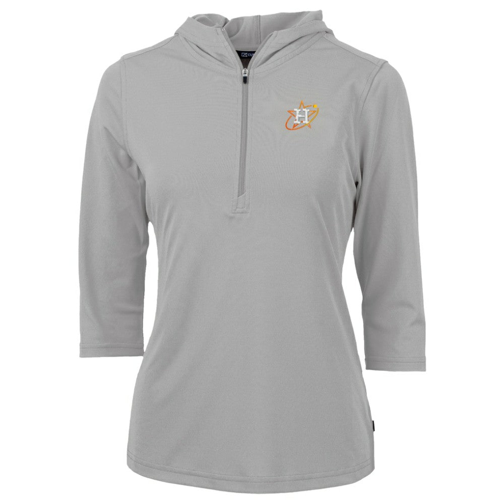 Houston Astros Cutter & Buck Women's City Connect Virtue Eco Pique Recycled Half-Zip Pullover Hoodie Clearance