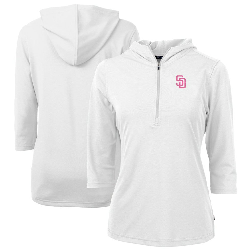 San Diego Padres Cutter & Buck Women's City Connect Virtue Eco Pique Recycled Half-Zip Pullover Hoodie for sale